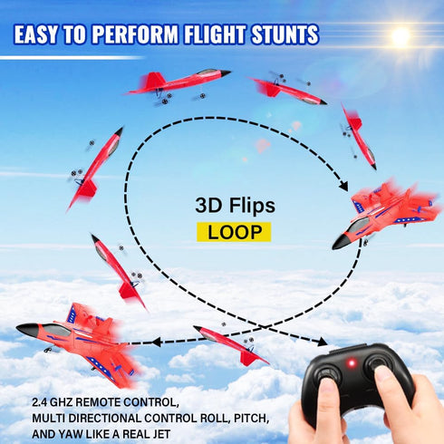 F-22 2.4 6-axis Red RC Plane for Kids Upgrade Raptor Fighter RC Airplane Remote Control Airplane Toys GHZ Smart Gyro