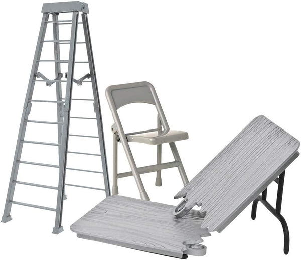10 Inch Gray Breakable Ladder, Table and Folding Chair for Wrestling Figures