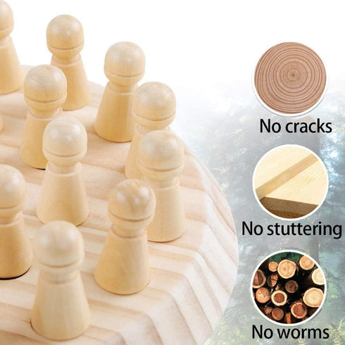 Wooden Memory Chess Matching Game - Family Board Games for Kids and Adults, Montessori Educational Toy for Ages 3-8+