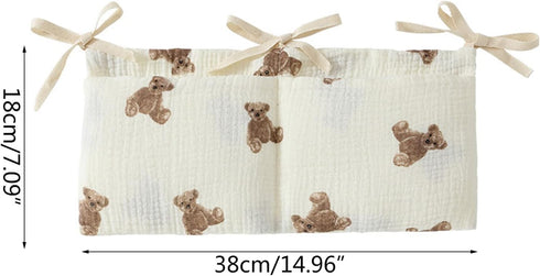 JUSTAUS Bedside hanging bag for storing baby milk bottles and blankets - Baby diaper folding bed organizer bag - White