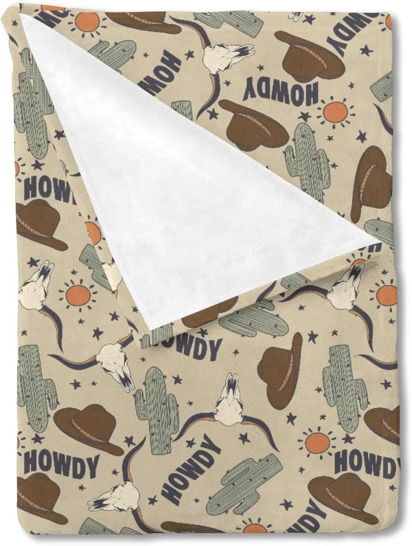 HawSkgFub Western Cowboy Hat Howdy Cactus Baby Blankets Boy Shower Gift, Boho