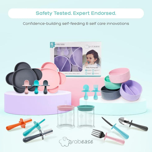 Grabease Toddler Silverware Set, Forks, Spoons, and Knives, BPA and Phthalates-Free, Dishwasher Safe, Teal