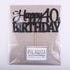 PALASASA Black Glitter Happy 40th Birthday Cake Topper, 40 Anniversary Party Decoration