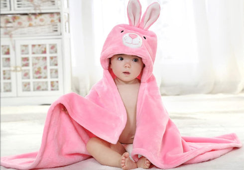 0-4 TONWHAR Years Toddlers' And Kids' Boys Girls Animal Face Hooded Blanket Baby's Bathrobe,Plush After Bath