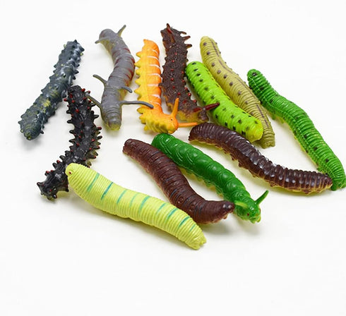24Pcs Simulation Caterpillar Plastic Fake Worm Crawling Halloween Prank Toy, Educational Learning Toys for Kids