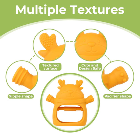 3-18 Set, Teething Toys Months Baby Teether Toy Toddler Remote Teether for Babies Silicone Hand Teether Mitten Control