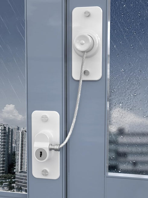 4Pcs Window Safety Lock, Self Adhesive Childproof Security Lock with Screws and Key for Home Windows