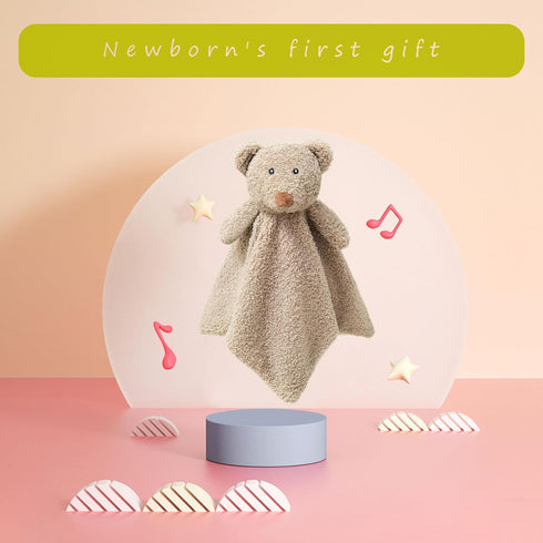 Baby Brown Teddy Bear Soft Stuffed Animal Security Blanket, Plush Lovey Blanket for Newborn, Infant, Toddler