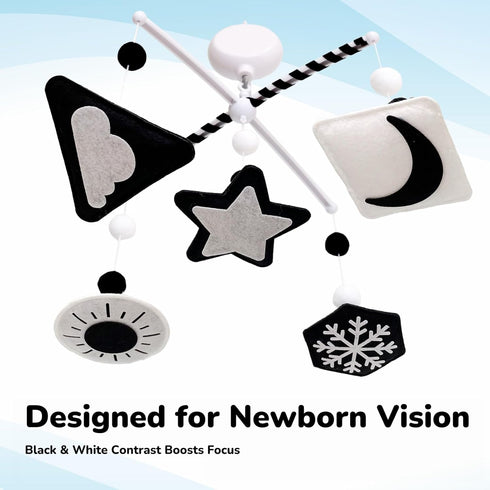 Pack Montessori Mobile, Black and White Baby Crib Mobile, Neutral Nursery Mobile Decoration for N Play, for Baby Boy