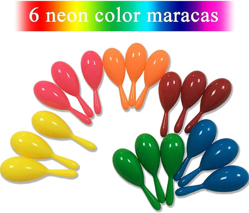24pcs Mini Maracas for Kids, Mexican Fiesta Party Favors, Plastic Shakers for Birthday Supplies