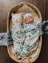 Miaoberry Mountain Baby Organic Muslin Swaddle Blankets for Baby Boy with Hat and Wooden Hello World Newborn Sign