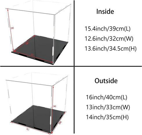 A+ DESIGN (16x13x14in; 40x33x35 cm) Clear Acrylic Display Case Assemble Collectibles Box Alternative Glass Case