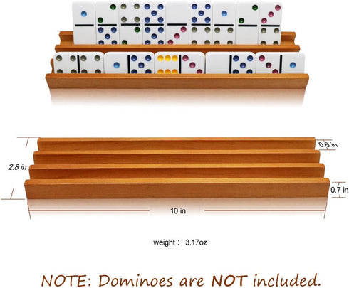 Organizer(Set 4) Exqline Wooden Domino Racks Trays Holders of - Premium Domino Tiles Holder Racks for Mexican Train