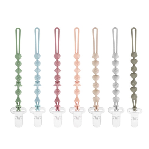 7 Pack PandaEar Silicone Pacifier Clips, Pacifier Holder with One Piece Design