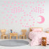 Tweruna 100 1 3D Stars & Moon Glow in The Dark Stars for Ceiling, Pink Glowing Wall Stickers with Adhesive Pads