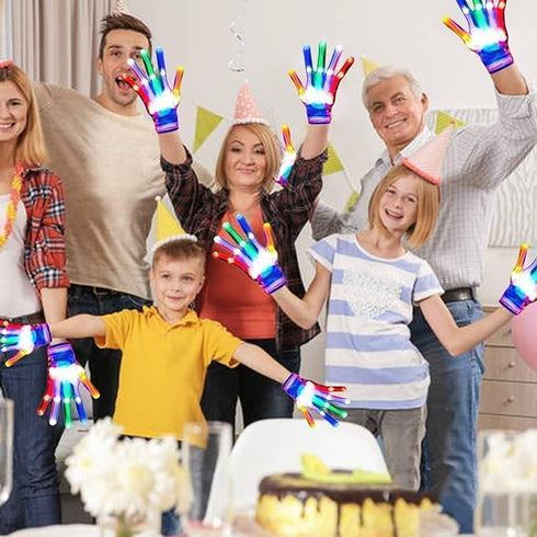 LED Light Up Gloves for Kids and Adults, Rainbow Easter Gifts, Cool Rave Toys for Halloween & Birthday Parties
