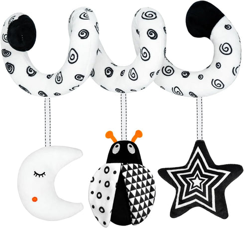 XIXILAND Car Seat Toys for Babies 0-6 Months, Black and White High Contrast Sensory Toys for Infants 0-18 Months