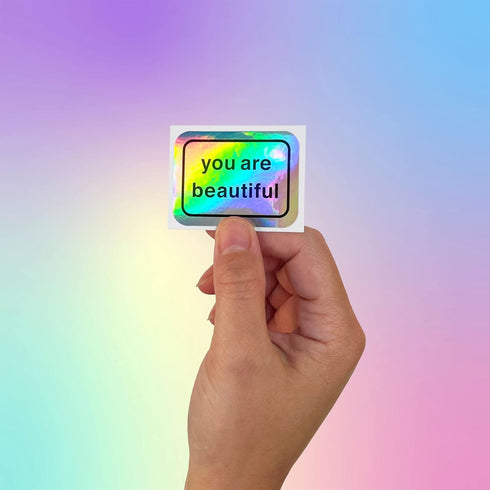 You Are Beautiful Holographic Sticker Pack, 50 Stickers