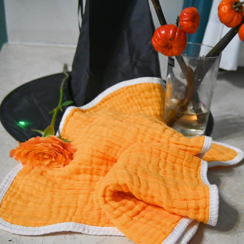20 10 Inches 100% 6 Synrroe Muslin Burp Cloths Large by Cotton Layers Extra Absorbent and Soft (Pumpkin)