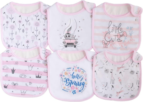 Maiwa Cotton Waterproof Baby Bibs for Girls Boys, Unisex for Drooling with Snaps, Oeko-TEX Certified Print