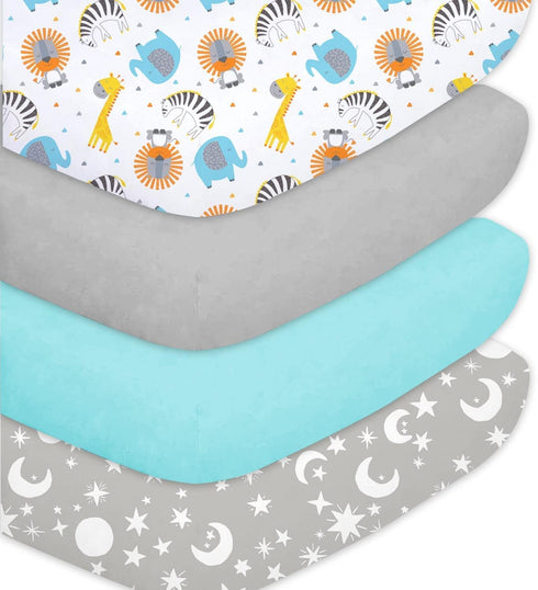 4 Pack, Bimocosy Crib Sheets Baby Crib Sheets Fitted for Boys and Girls Breathable & Snug Fit, Soft Toddler Bed Sheets