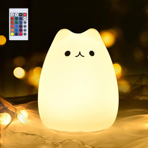 GoLine Cat Lamp - Gifts for 3-5 Year Old Girls, Kids Night Light for Bedroom, Kawaii Kitty Nursery Lamp