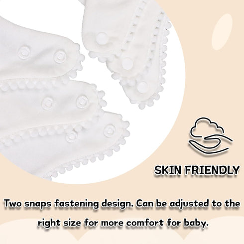 Bamery Baby Bandana Bibs, White Cotton Drool Bibs for Teething and Drooling, Absorbent for Boy Girl