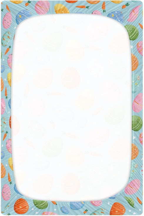Pigsaly 27x39 Inch Crib Sheets Carrots Colorful Easter Eggs Baby Sheet for Standard Crib Mattress Boys Girls Toddler