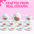 17 Set Playset, Pieces Floral Miniature Porcelain Ceramic Tea - Pretend Play Kids Toy Mini Kitchen Fun Doll Dramatic