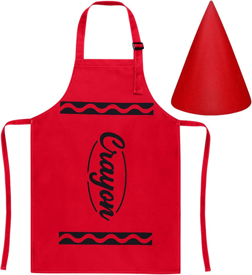 Set, Kids Crayon Costume Crayon Apron with Gnome Cone Hat, Funny Dress Up Outfit Accessories for Halloween