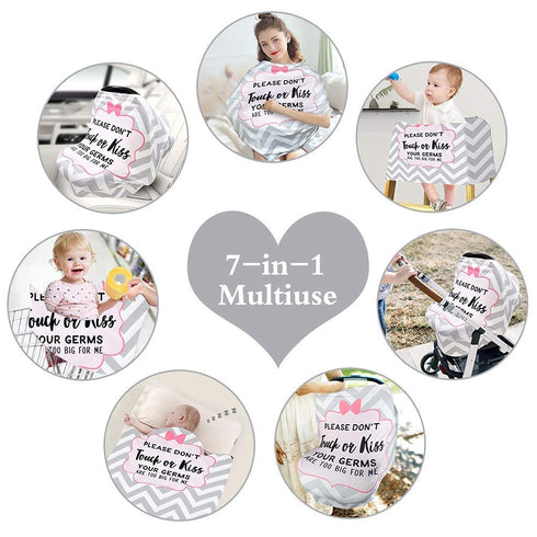 Metplus No Touch Sign Car Seat Cover for Babies, Mom Nursing Covers Breastfeeding Scarf, Multi Use Infant Carseat