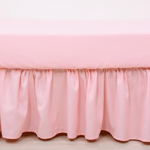 3 Set Set Cloele Pieces Crib Bedding for Girls- Solid Ruffle Quilted Includes Comforter Fitted Sheet Crib Skirt,Cute