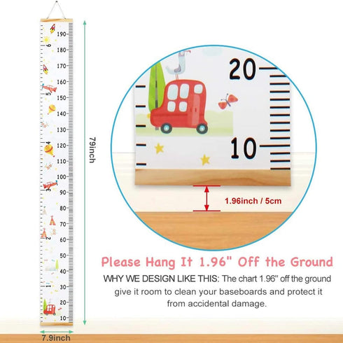 MIBOTE Baby Growth Height Chart, Handing Ruler Wall Decor for Kids, Canvas Removable Height Growth Chart 79" x 7.9"