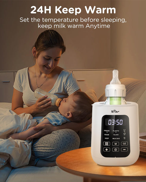 Bear Baby Bottle Warmer, Milk Warmer Breastmilk Bag Formula Fast Warming for New Born Baby Bottles, with Time Temp