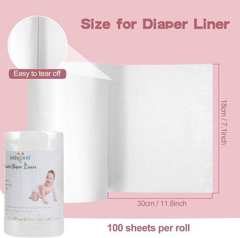 2 Pack, (200 babygoal Baby Cloth Diaper Liners Rayon from Bamboo Liners for Cloth Diaper Nappy Sheets)