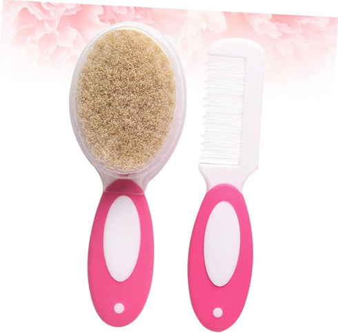 HONITANO 2pcs Set Care Newborn Essential Hair Brush Comb Scalp Massager Gentle Tips for Nursery Hair Care