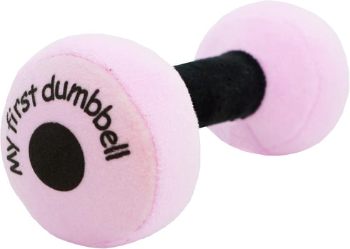 June Garden 6" My First Dumbbell Plush Baby Rattle Toy - Safe Soft Barbell for Infants Boys and Girls