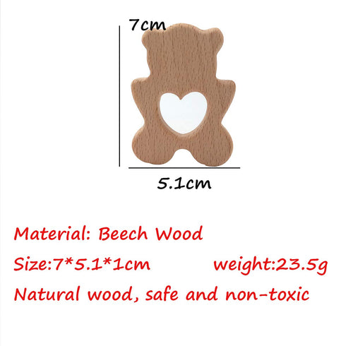 Arakierst 10pcs Wood Polar Bear Teething Accessory Pure Natural Animal Shape Nursing Necklace Beech Handmade Pattern DIY Pendant