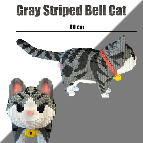 Set8000PCS HONLANCH Animal Gray Striped Bell Cat Micro Building Blocks Gift for Adults and Kids