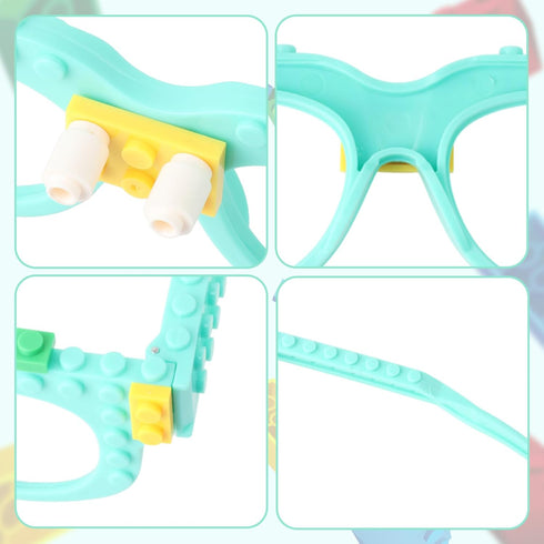 Hxezoc 12 Pcs DIY Building Bricks Glasses, Creative Building Block Games for Kids, Birthday Party Supplies