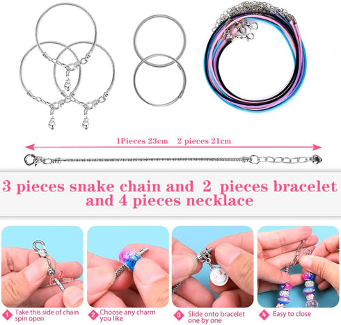 VICTLOV 126 Pieces Charm Bracelet Making Kit, DIY Craft for Girls, Unicorn/Mermaid Crafts Gifts Set for Arts and Crafts