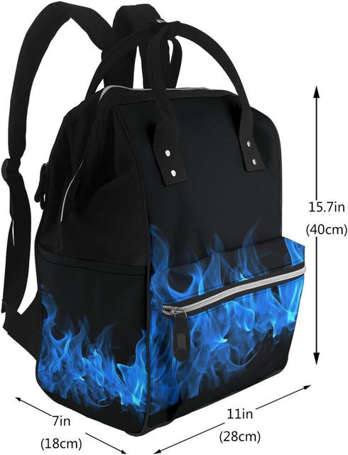 OUSIKA Backpack Daypacks Blue Flame Print Diaper Bag Multifunction Laptop Travel Large Nappy Bag, Black, One Size