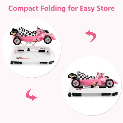 3 1 INFANS Foldable Baby Walker, in Toddler Activity Center Leaning-Seated Walk-Behind with Steering Wheel, Adjustable