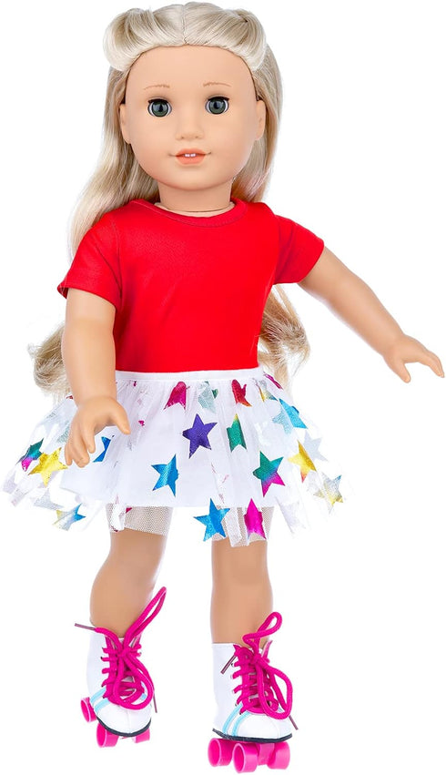 18 Inch Doll Accessories, 7PC Travel Skating Sport Play Set for 18 inch Girl Doll Outdoor Sport (Doll Not Included)
