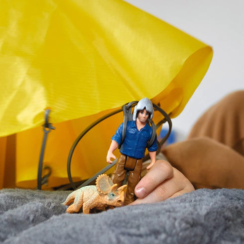 Schleich Dinosaurs, Dinosaur Toy for Boys and Girls, Parachute Rescue Playset with Baby Triceratops Toy, 7 Pieces, Ages 4+