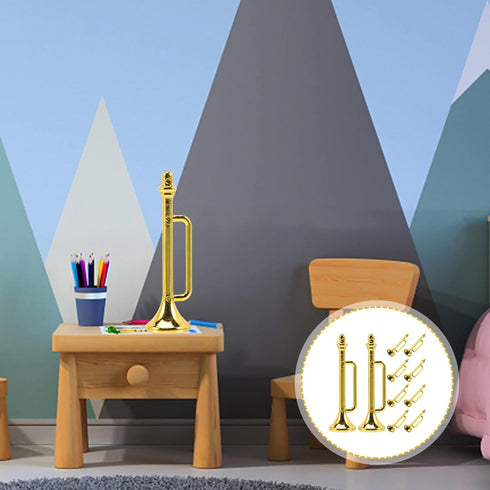 Zerodeko 10PCS Dollhouse Musical Trumpet Instruments, Tiny Plastic Musical Set for Dollhouse Decor