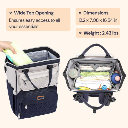 Backpack, Pack BabbleRoo Diaper Bag Multifunction Large Bags with Changing Pad & Stroller Straps Pacifier Case, Unisex