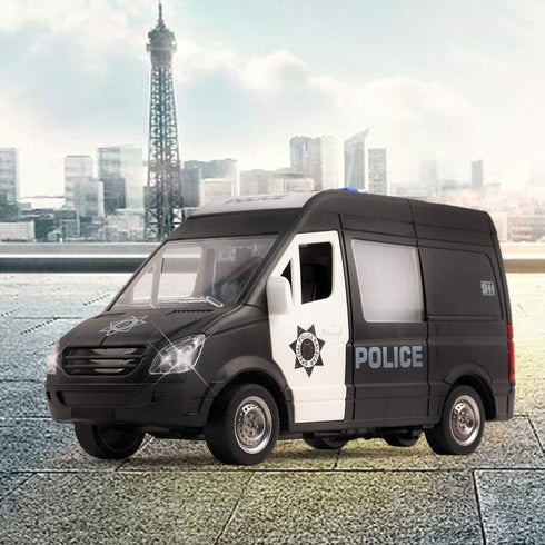 Police Truck Rescue Car 1:16 Scale Friction Power Vehicle with Lights and Sounds for Kids Pretend Play