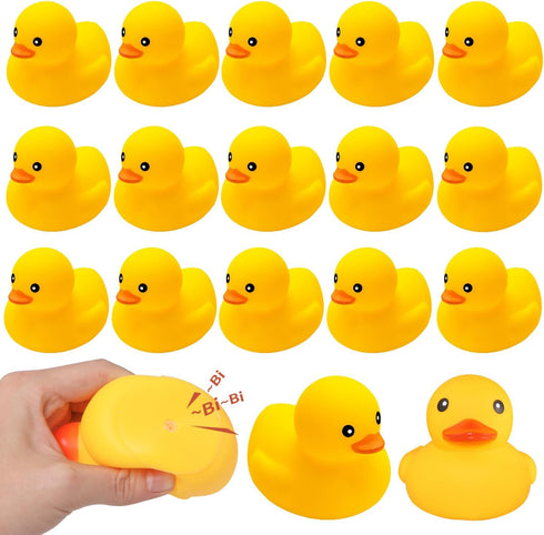 Ensbelei Yellow Rubber Ducks Bath Toys 20Pack, Bathtub Floating Squeaky Duck Bulk Baby