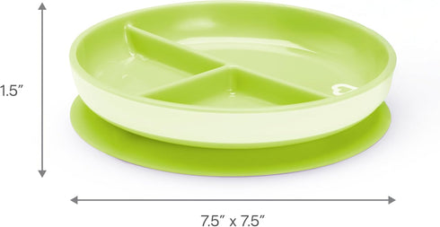 Munchkin Stay Put Suction Plates - Baby and Toddler, 3 Divided Sections, Blue/Green